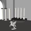 French Column Roman Column Cylindrical Stigma Gypsum Component European Classical Roman Column 3d model