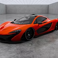 Orange Sports Car With Sleek Aerodynamic Design And Black Accents In Empty Space