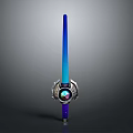 Illuminated Blue Gradient Rod With Silver Base And Central Orb Design