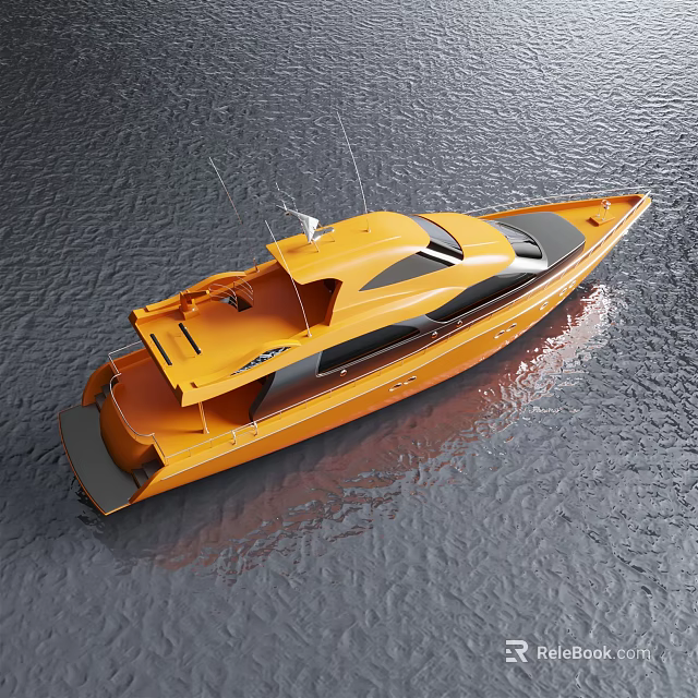Modern Orange Yacht Showcasing Sleek Design On Water 3d model 