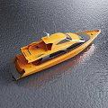 Modern Orange Yacht Showcasing Sleek Design On Water