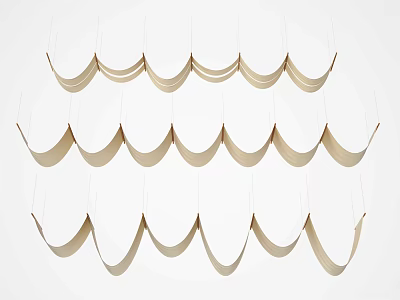 Modern Beige Layered Wavy Ceiling Drapery Hanging Decorative Design For Interior Spaces Decoration 3d model