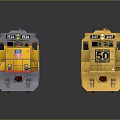 Two Yellow Train Locomotives Featuring Chessie System And Union Pacific Logos