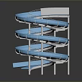Fun Blue Spiral Water Slide With Multi Tiered Curved Structure Design For Play