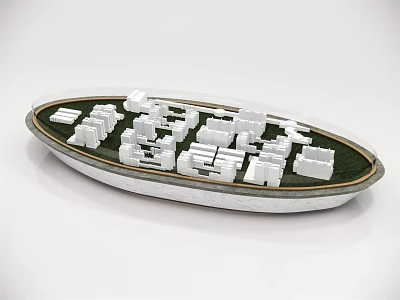 Commercial Equipment Oval Tray With White Building Models Display Setup 3d model