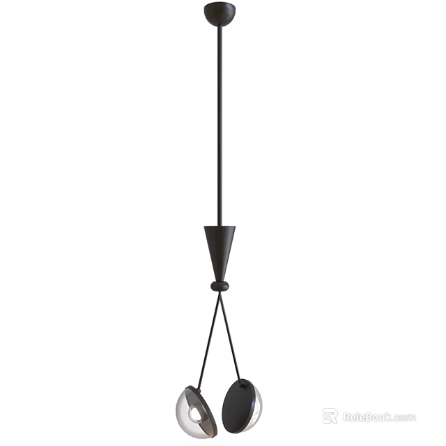 Modern Black Pendant Light With Geometric Frame And Spherical Shades 3d model