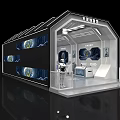 Futuristic Space Capsule Structures Interior Featuring Multiple Screens Control Panels And Reflective Floor 3d model