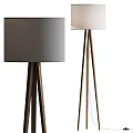 Modern Floor Lamps With Dark Gray And Beige Shades Wooden Tripod Bases