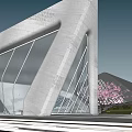 Modern Commercial Complex With Geometric Buildings Central Courtyard And Surrounding Roads