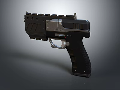 Modern Tactical Pistol With Black Design Accessory Rail Metal Components And Textured Grip 3d model