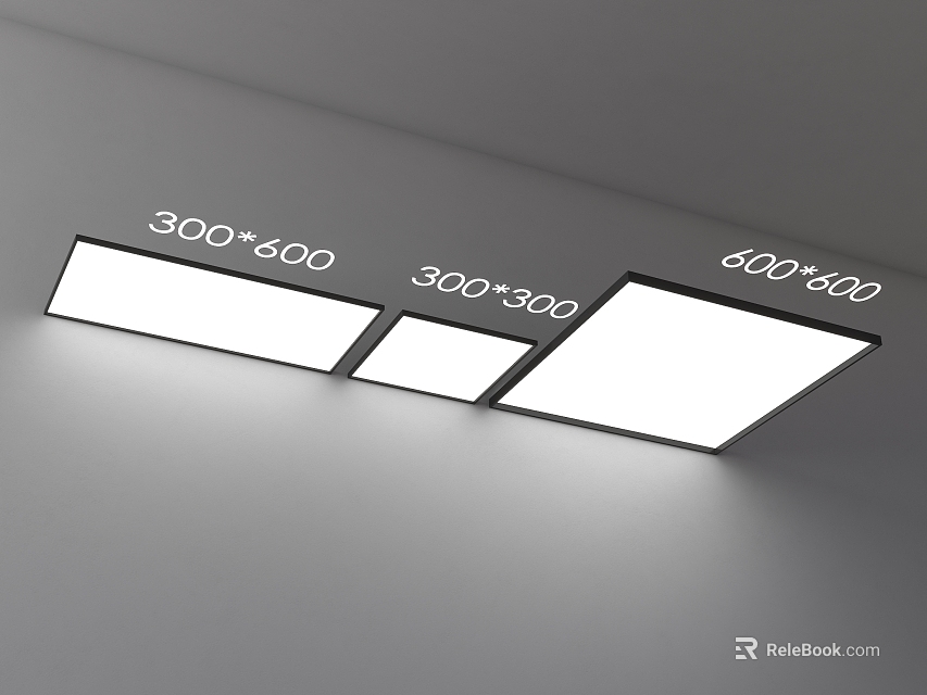Flat Panel LED Ceiling Lights With Multiple Size Options For Modern Interiors 3d model 