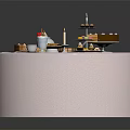 Assorted Afternoon Tea Desserts With Chocolate Cake Cookies And Teacups On Round White Tablecloth