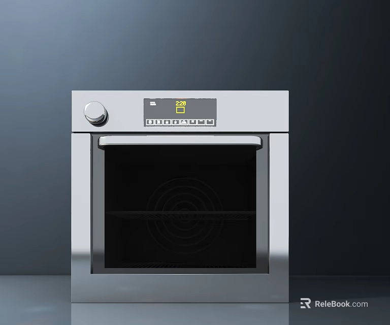Modern Stainless Steel Kitchen Appliance Oven With Digital Display And Control Panel 3d model 