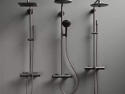 Modern Bathroom Shower Systems With Fixed Heads And Handheld Sprayers 3d model