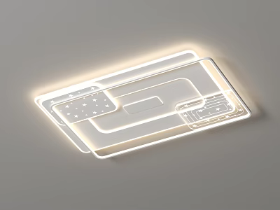 Modern Rectangular Acrylic Ceiling Light With LED Illuminated Sleek Geometric Design 3d model