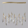 Elegant Modern Feather Design Pendant Light With Golden Stems And Glass Shades