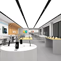 Modern Digital Store Interior With Apple Vivo OPPO Mobile Phones On Display Counters