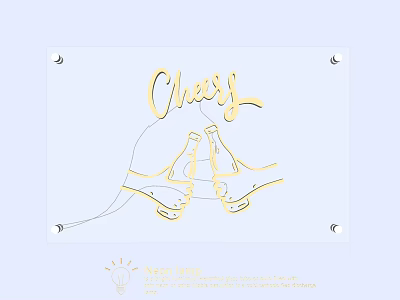 Decorative Lighting Set with Golden Cheers Lettering and Toasting Hands on Transparent Panel 3d model