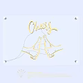 Decorative Lighting Set with Golden Cheers Lettering and Toasting Hands on Transparent Panel