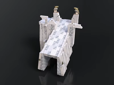 Detailed White Stone Architectural Model With Layered Structure And Top Ornaments 3d model
