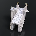 Detailed White Stone Architectural Model With Layered Structure And Top Ornaments