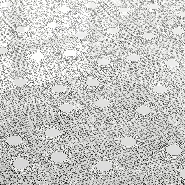 Modern Dining Table With Geometric Patterns And Circular Design On Tabletop 3d model 