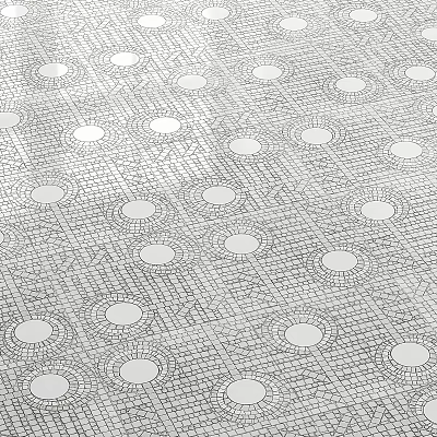 Modern Dining Table With Geometric Patterns And Circular Design On Tabletop 3d model