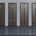 Traditional Chinese Hinged Doors With Intricate Carved Patterns And Bronze Accents