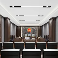 Solemn Courtroom Interior With Judge's Bench Spectator Seats Wooden Decor And National Emblem