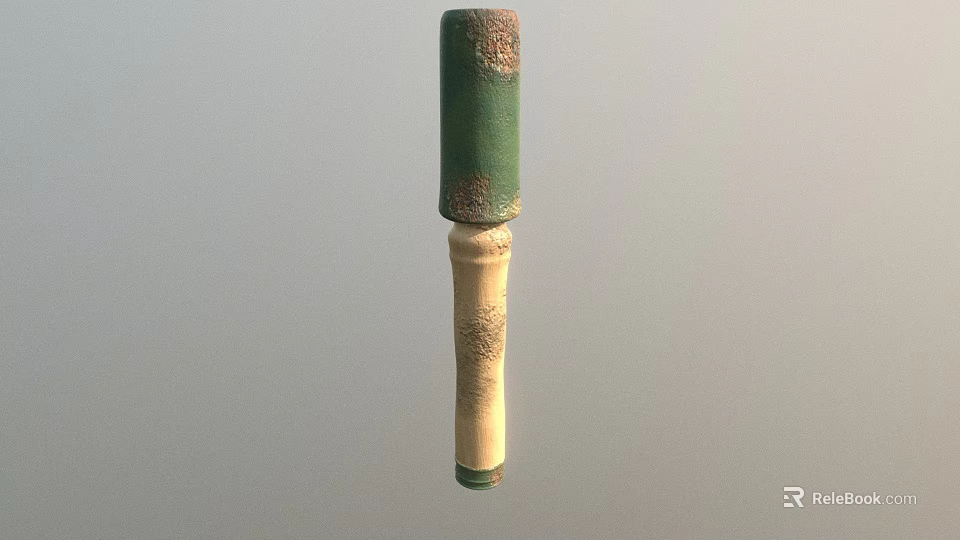 Green Top Beige Bottom Decorative Stick With Textured Surface And Base 3d model 