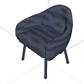 Navy Blue Upholstered Accent Chair With Curved Arms And Metal Legs Modern Design