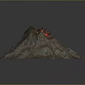Garden Landscape Design Featuring Volcanic Model With Red Lava Peak 3d model
