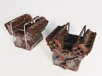 Two Units Rusted Industrial Mechanical Equipment With Metal Gears And Structure 3d model Two Units Rusted Industrial Mechanical Equipment With Metal Gears And Structure 3d model