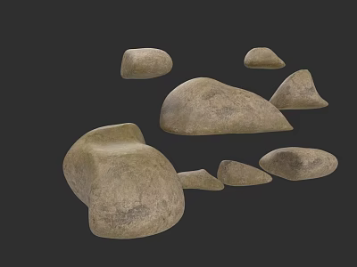 Wood Grain Stone Collection With Various Shapes Sizes And Textured Surfaces On Dark Background 3d model