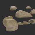 Wood Grain Stone Collection With Various Shapes Sizes And Textured Surfaces On Dark Background