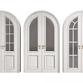 Elegant White Double Doors with Golden Handles and Glass Panes in Classic Design