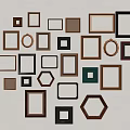 Wall Display of Various Shaped Picture Frames in Heart Arrangement with Different Colors