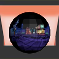 Colorful Spherical Decorative Item With Orange Striped White Box And Smooth Surface Design