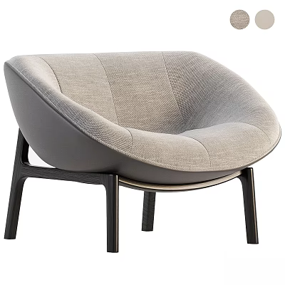 Modern Light Gray Fabric Accent Chair with Dark Wooden Legs and Comfortable Design 3d model