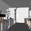 Professional Kitchen With Stainless Steel Kitchenware White Tiled Walls And Worktables