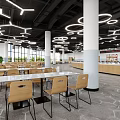 School Cafeteria Modern Design With Stylish Lighting And Seating 3d model