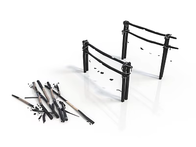 Black Metal Frame Equipment With Scattered Rods And Components 3d model