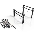 Black Metal Frame Equipment With Scattered Rods And Components