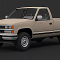 Classic Beige Single Cab Pickup Truck With Front Grille Headlights And Black Tires