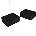 Two Black Wooden Storage Boxes With Smooth Surface And Lid Design