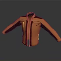 Orange And Brown Casual Jacket With Front Zipper And Long Sleeves Design