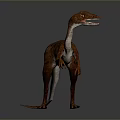 Realistic Brown Striped Dinosaur Model Standing With Open Mouth And Muscular Build