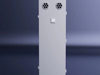 Modern Vertical Air Conditioner Fan Featuring Ventilation Grilles And Control Panel 3d model