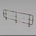 Rusted Metal Railing Design With Horizontal Bars And Support Posts Structure 3d model