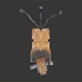 3D Blocky Minecraft Pixel Buffalo Character With Yellow Brown Body And Blue Purple Tail